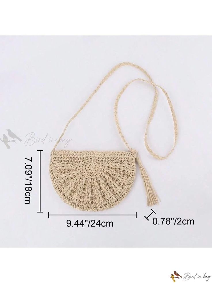 Bird in Bag - Chic Womens Semicircular Straw Shoulder Bag: Handcrafted Beach Bag with a Fashionable Twist Adjustable Crossbody Beach Bags, Beach Shoulder Bag With Adjustable Strap, Adjustable Woven Shoulder Bag For Beach, Casual Crochet Bag For Summer, Casual Summer Bags For Gifts, Casual Beach Bag As A Spring Gift, Casual Beach Bag For Spring Gift, Trendy Adjustable Shoulder Bag For Beach, Trendy Adjustable Shoulder Bag For Vacation