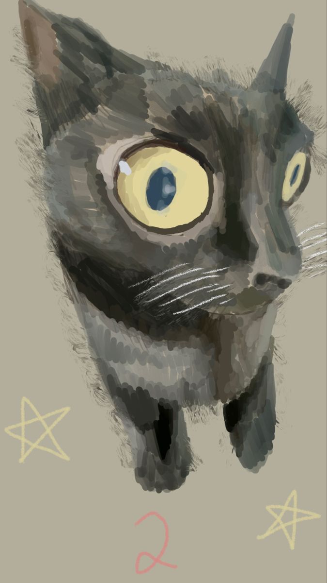 a black cat with yellow eyes looking up