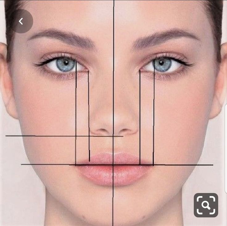 a woman's face is shown with the lines drawn across it to show her different parts