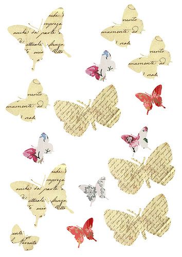 many butterflies are flying in the air with words written on them, and some have been made out of paper