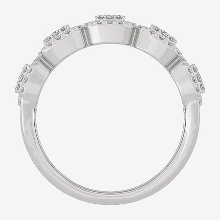 Ring Style: Mens Fashion RingsFeatures: Certified DiamondsDiamond Clarity: I2-I3Setting: Multi-SettingShape: EmeraldStone Cut: BaguetteDiamond Color: I-JMetal Color: WhiteRing Gallery Height: 4.2mmRounded Carat Weight: 1 Ct. T.w.Band Width: 4.5mmCare: Wipe CleanStone Type: 125 Natural DiamondAuthenticity: Natural DiamondBirthstone: April BirthstoneMetal: 10k White GoldCountry of Origin: Imported Formal Stackable Rings With Round Band, Classic White Round Band Ring, Modern White Gold Diamond Ring With Halo Design, Modern Halo Rings With Round Cut, Classic White Round Rings, Classic Stackable Diamond Ring For Formal Occasions, Modern Diamond Ring With Halo Design For Anniversary, Formal Stackable Diamond Ring, Classic Diamond Ring With Halo Detail