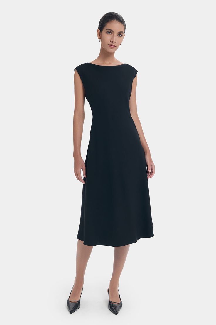 TIMELESS LITTLE BLACK DRESS Classic H-line Dresses, Black H-line Party Dress, Classic Structured Midi Dress For Evening, Classic Structured Evening Dress, Classic H-line Dresses For Formal Occasions, Classic Structured Evening Midi Dress, Flattering Solid Midi Dress For Evening, Flattering Midi Dress For Evening, Flattering Evening Midi Dress