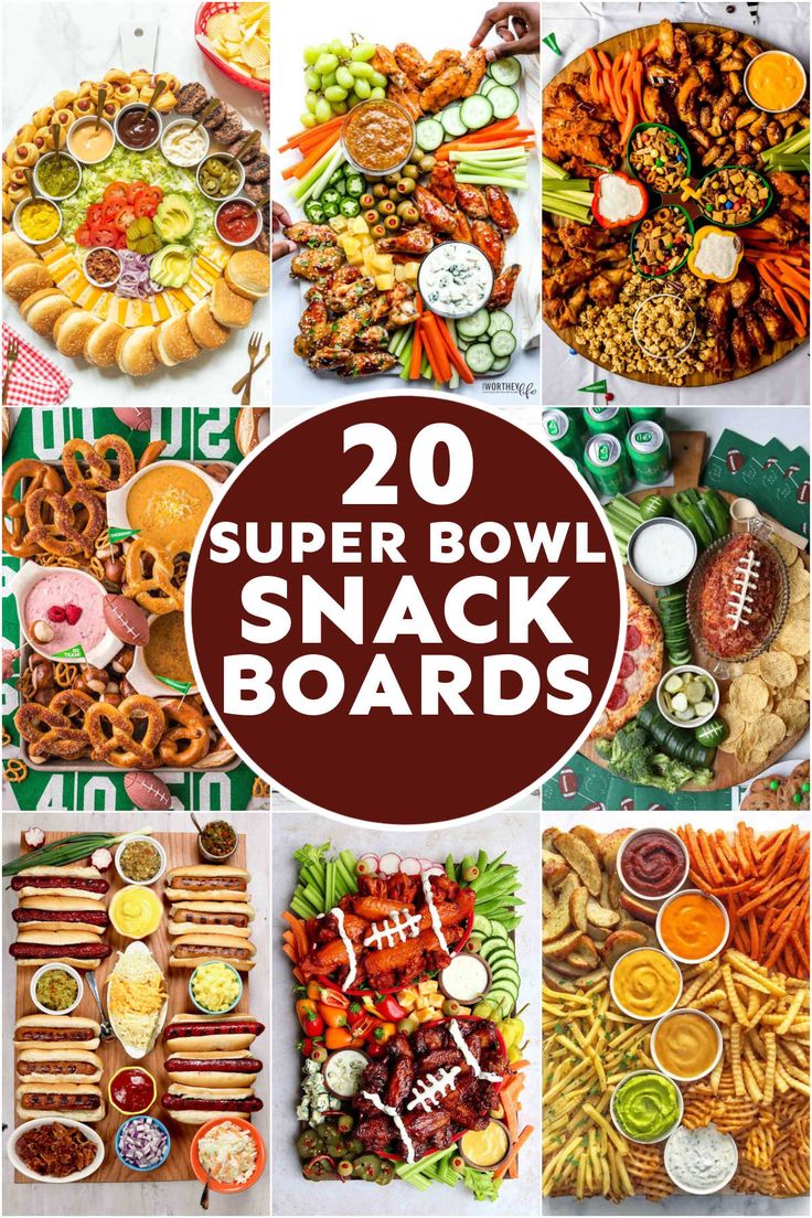 20 super bowl snack boards with text overlay