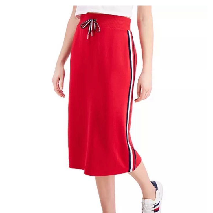 Nwt Tommy Hilfiger Casual Pull On Elastic Waist Midi Pencil Skirt In Red Size S. Size Approximately 30 Length X 14 Waist. Trendy Red Knee-length Skirt, Casual Red Midi Skirt, Red Casual Midi Skirt, Sporty Red Skirt For Spring, Casual Red Pencil Skirt For Work, Casual Red Pencil Skirt, Red Relaxed Casual Pencil Skirt, Casual Red Knee-length Pencil Skirt, Fitted Tommy Hilfiger Skirt