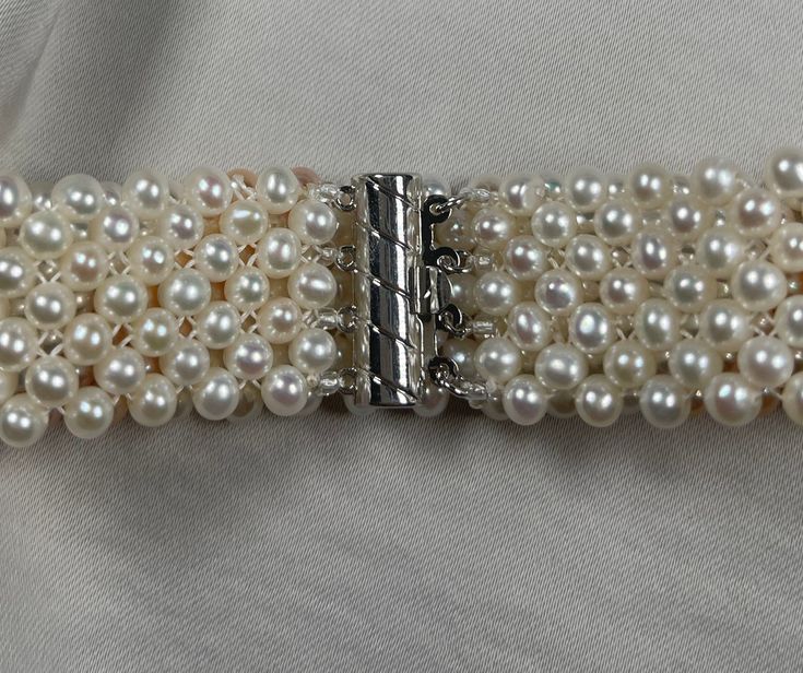 Hand Woven Pearl bracelets with Sterling silver box clasp Comfortable and smooth Natural Freshwater pearls with No Treatments Italian Bracelet, Pearl Bracelets, Necklace Clasps, Wide Bracelet, Etsy Bridesmaid Gifts, Box Clasp, Silver Box, Bridesmaids Gifts, Pearl Bracelet