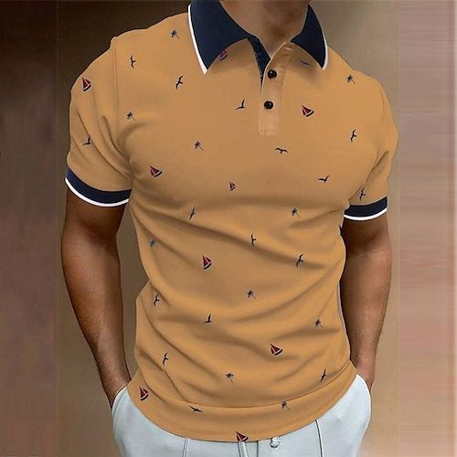 Season:Summer,Spring; Fabric:Polyester; Sleeve Length:Short Sleeves; Look After Me:Washable,Hand wash,Machine wash; Gender:Men's; Style:Soft,Streetwear,Fashion,Sports,Designer; Tops Type:Lapel Polo,Button Up Polos,Golf Shirt,Polo Shirt; Occasion:Weekend,Outdoor,Daily,Street; Age Group:Adults'; Fit Type:Regular Fit; Pattern:Sailboat,Graphic Prints; Design:Print; Neckline:Turndown; Front page:FF; Listing Date:07/13/2023; Bust:; Length:; Shoulder Width:; Fit US Size:; Fit UK Size:; Fit EU Size:; Sl Summer Polo Shirt With Button Closure And Casual Collar, Summer Casual Collar Polo Shirt With Button Closure, Collared Polo Shirt With Buttons For Summer, Summer Polo Collar Top With Buttons, Fitted Polo Shirt With Casual Collar For Summer, White Buttoned Polo Shirt For Summer, Casual Summer Polo Shirt With Casual Collar, Yellow Collared Polo Shirt For Summer, Sporty Polo Collar Top For Summer