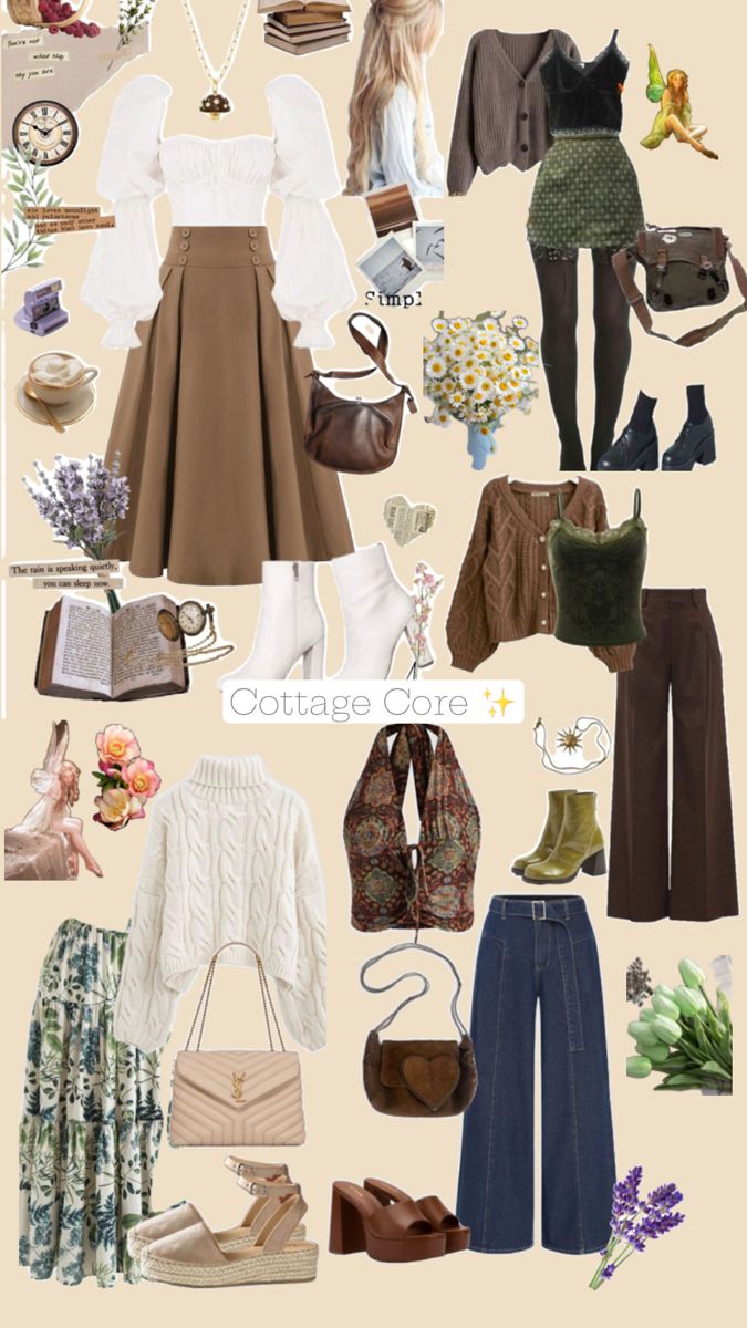 Cottage core fashion Cottage Fashion Aesthetic, Cute Core Outfit Ideas, Cottage Core Academia Outfits, Cottage Core Clothing Aesthetic, Cottage Core Plus Size Outfits, Cottage Girl Outfit, Alien Core Outfits, Vintage Core Outfits, Cute Cottage Core Outfits