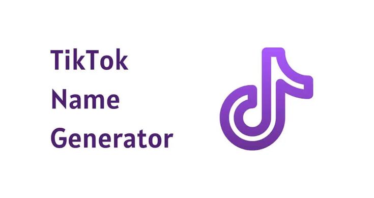 the tiktok name generator logo is shown in purple on a white background with an image of a treble