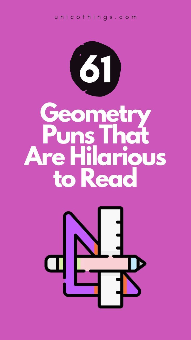 the text reads, 61 geometric puns that are hilarious to read on purple background