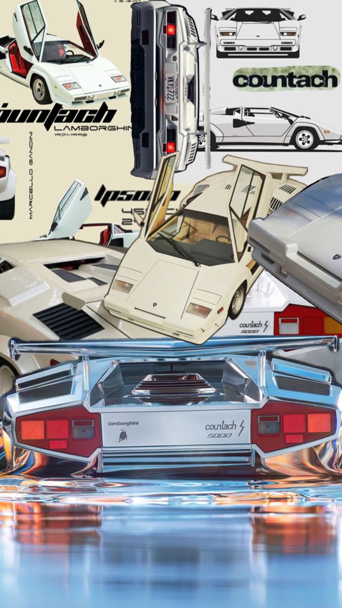 Lamborghini countach s 1970 car concept cars vintage cars gt collage wallpaper design Countach Wallpaper, Video Game Room Design, Car Backgrounds, Pimped Out Cars, Car Artwork, Wallpaper Collage, Lamborghini Countach, Car Design Sketch, Automotive Photography