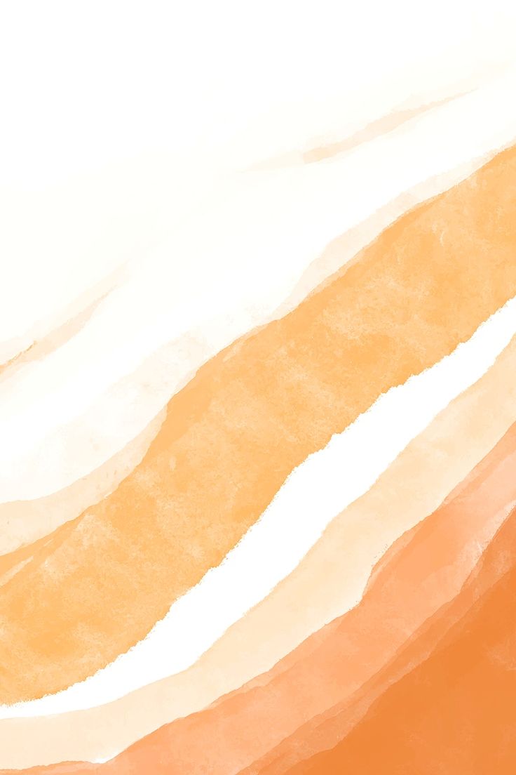 an orange and white abstract painting with watercolors on the bottom half of it