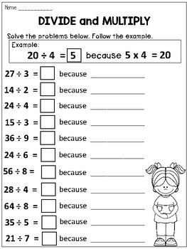 a worksheet for dividing and multiplying the numbers in each number line