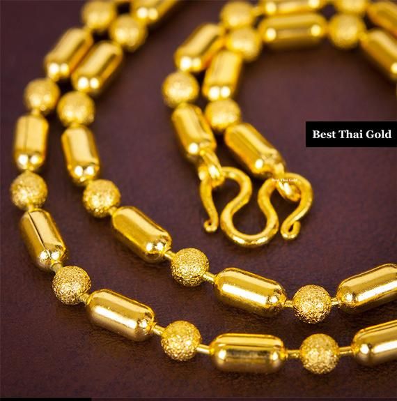 This Shop has a Special Free Gift (Chain) for Every Order. 😊🙏Item including :1 x NecklaceFor :  Women, GirlType :  GOLD PLATED over Brass, Nickel free Purity:  96.5%Surface:  Shiny & Sand mattedLength:  18 inchesColor:  Yellow Gold  ( slightly +/- from photo )** 24K Gold Plated Jewelry** Look like Solid Gold or Real Gold** The weight is the same as Solid Gold** Nickel free / No Allergic** Free Gift (Chain) for Every Order. 😊🙏Handmade from Thailand. 🇹🇭🇹🇭Thai gold plating technic reall Elephant Hair Jewelry, Beaded Gold Necklace, Man Gold Bracelet Design, Elephant Hair, Real Gold Necklace, Gold Snake Chain, Gold Chain Design, Bridal Jewelry Collection, Gold Wedding Jewelry