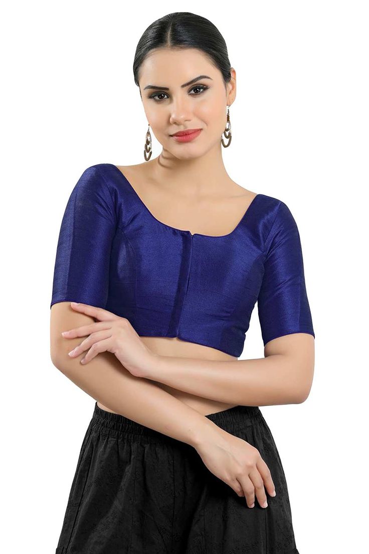 Buy Women's Navy Blue Art Silk Readymade Saree Blouse Online Blue Unstitched Blouse Piece For Evening, Blue V-neck Blouse For Evening, Formal Blue Short Sleeve Blouse, Festive Blue Evening Blouse, Festive Evening Blue Blouse, Blue Silk Blouse Piece With Padded Blouse, Blue Silk V-neck Blouse, Fitted Blue Blouse Piece For Party, Fitted Elegant Blue Blouse Piece