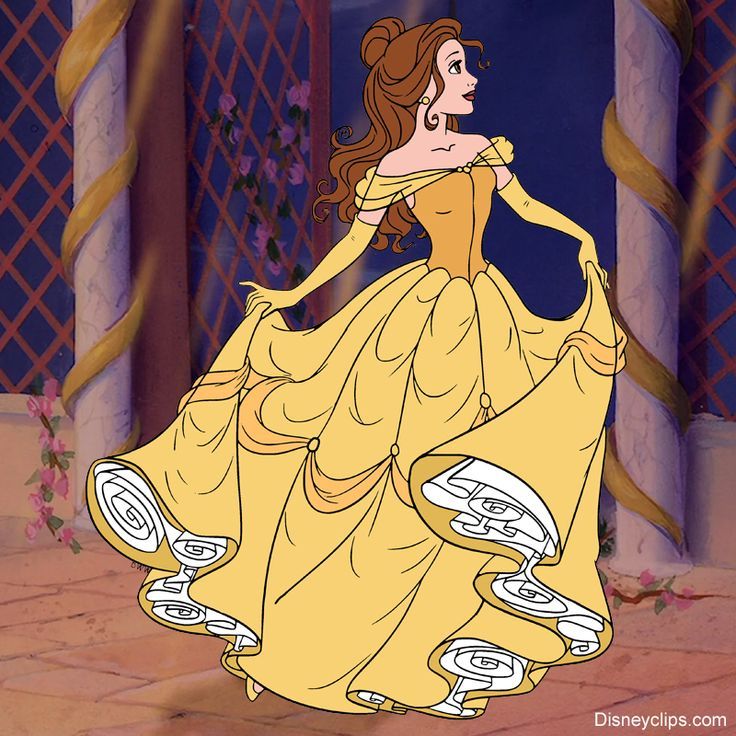 the princess in her yellow dress is dancing