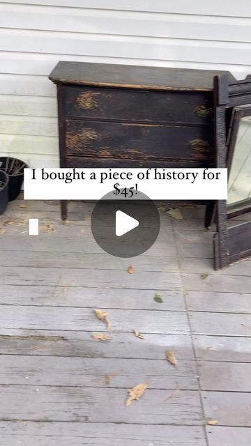 an old dresser sitting on top of a wooden floor