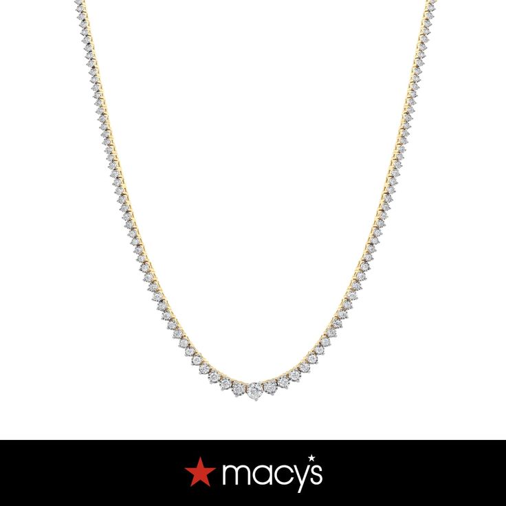 in stock 14k Yellow Gold Tennis Necklace, Formal 14k Yellow Gold Tennis Necklace, Macy's Diamond Necklace With Prong Setting, Macy's Yellow Gold Cubic Zirconia Jewelry, Classic 14k Gold Diamond Necklace, Classic Macy's Necklace In Cubic Zirconia, Classic Macy's Necklace With Cubic Zirconia, Macy's Round Cut Diamond Necklaces, Luxury 14k Gold Tennis Necklace