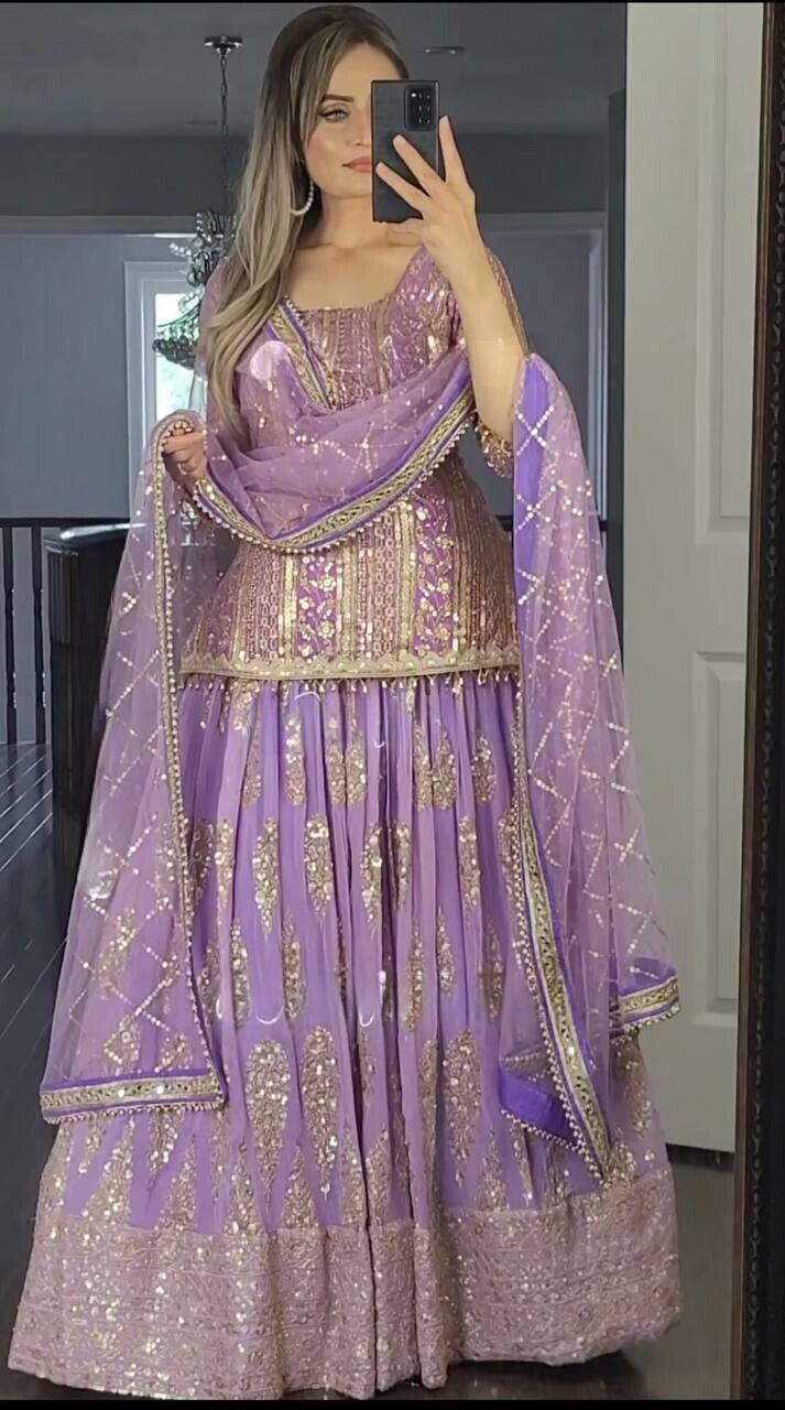 Pakistani Top Lehenga Readymade Designer Bollywood Wedding Salwar Top Dresses Needle Work Embroidery, Lehenga Anarkali, Purple Lehenga, Wedding Salwar Kameez, Desi Dress, Sabyasachi Lehenga, Punjabi Outfits, Punjabi Dress, Desi Clothes