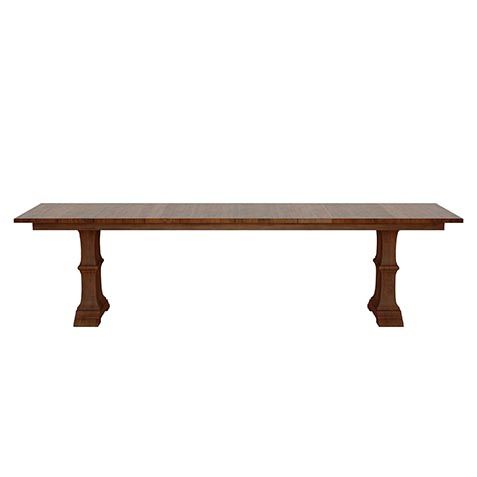 a large wooden table on a white background