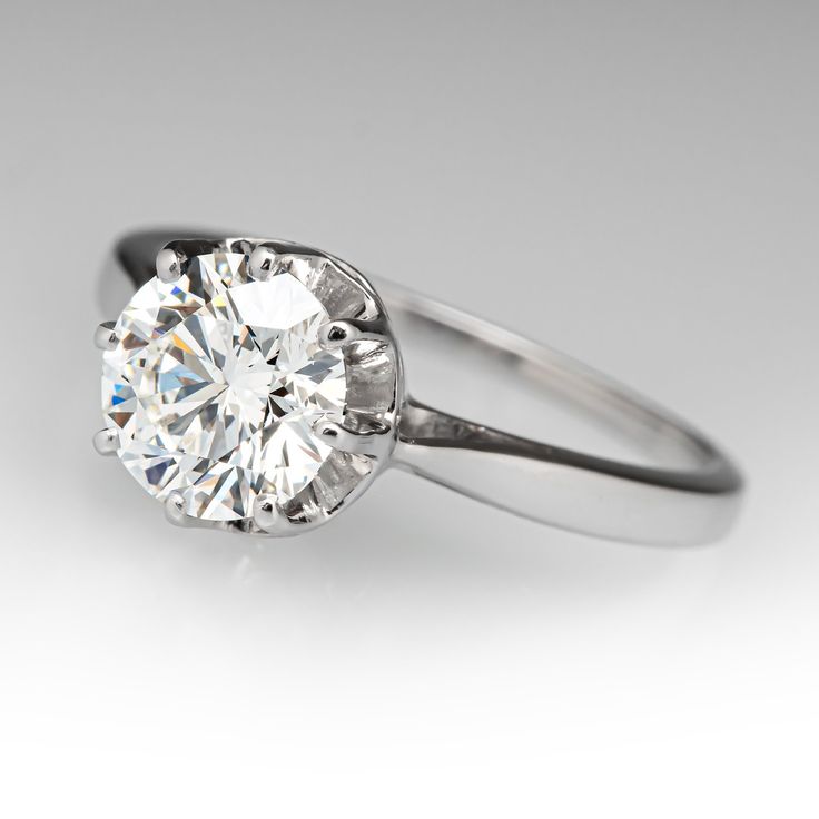 This classic vintage 1950s solitaire ring is crafted of 18k white gold and now holds a 1.01ct lab grown diamond that is IGI certified and grades E in color and VVS2 in clarity. The ring is currently a size 4. EraGem lab diamond rings will arrive with an in-store certification as well as the IGI report and a lovely EraGem logo presentation box. Logo Presentation, Classic Vintage, Lab Diamonds, Solitaire Ring, Vintage 1950s, Diamond Rings, Lab Grown, And Now, Lab Grown Diamonds