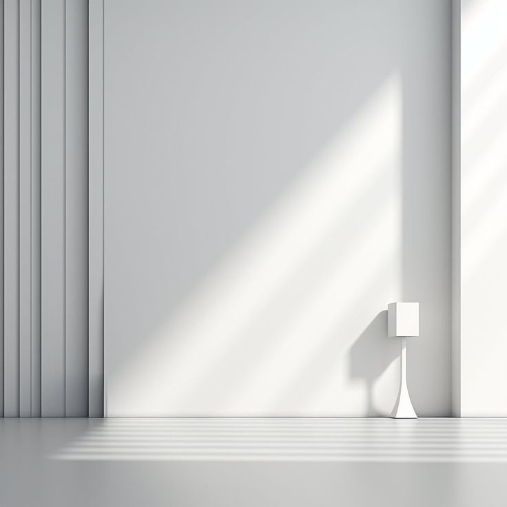 an empty room with white walls and a floor lamp in the corner, 3d rendering