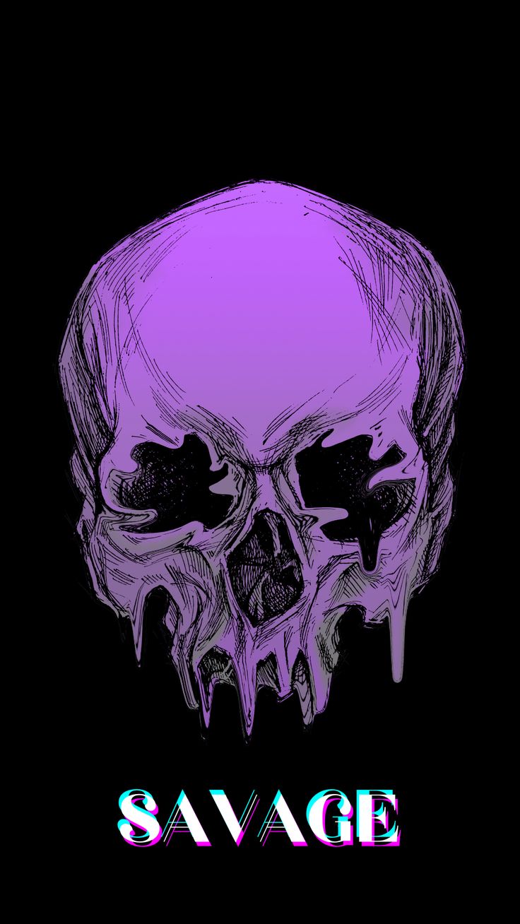 a purple skull with the word savage on it's face in front of a black background