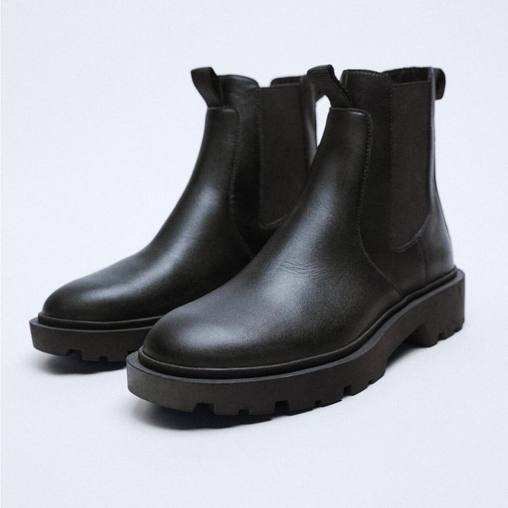 Zara Black Leather Boots, Worn Once Zara Shoes, Black Leather Boots, Zara Black, Leather Boots, Bootie Boots, Ankle Boots, Black Leather, Zara, Size 6