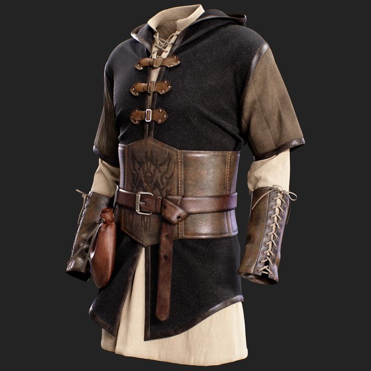 Medieval Outfit-MALE- MD/Clo3d + Smart Material + 4K Textures + OBJ + FBX (vol 41), Zahra.3D on ArtStation at https://www.artstation.com/artwork/dKZvre Merchant Outfit Male, Masculine Medieval Clothing, Hunter Outfit Fantasy Male, Mercenary Outfit Men, Fantasy Knight Outfit Male, Fantasy Male Fashion, Leather Reference, Casual Fantasy Outfit Male, Medieval Clothing Reference