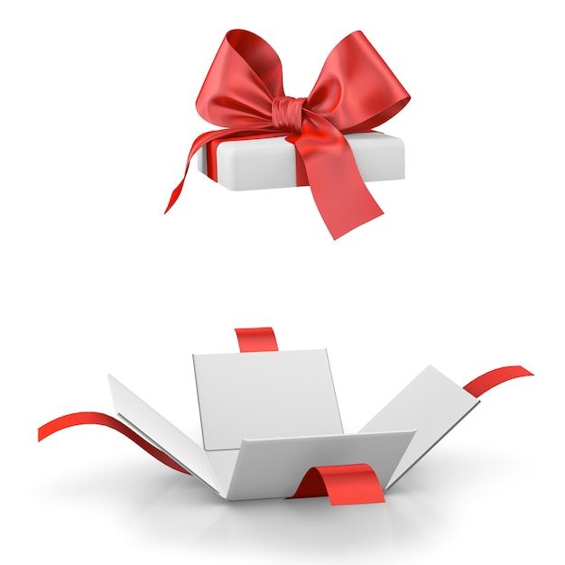 an origami box with a red bow and ribbon on the top is open