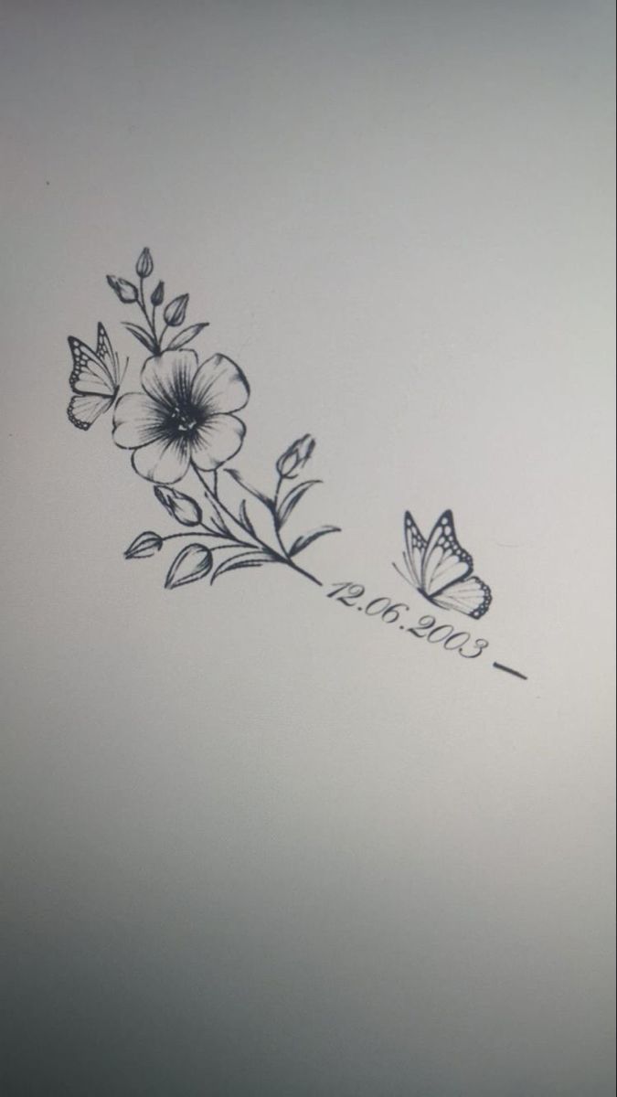 a drawing of flowers and butterflies with the word grandma written in cursive writing