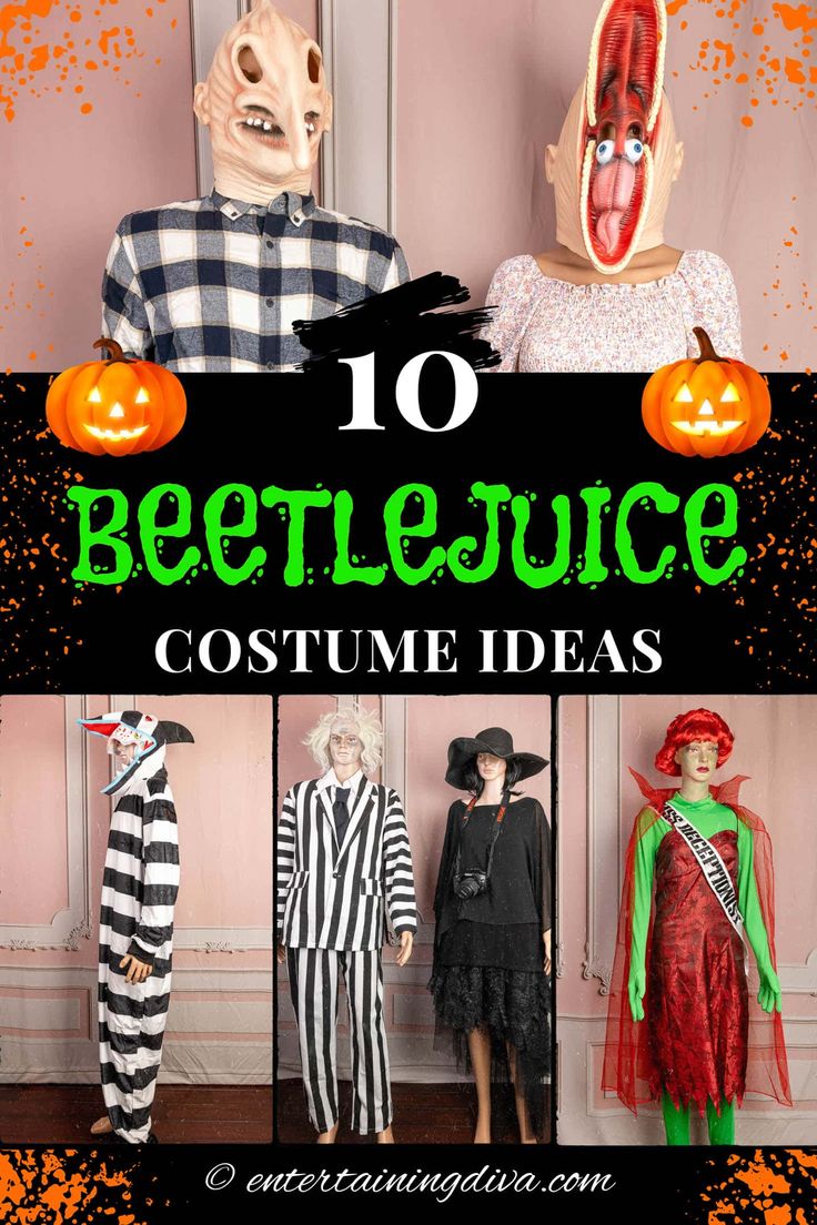 The Best Beetlejuice Costume Ideas | Halloween Beetlejuice Costumes, Diy Beetlejuice, Beetlejuice Outfits, Beetlejuice Characters, Beetlejuice Dress, Beetlejuice Halloween Costume, Karneval Diy, Halloween Costumes Brunette, Beetlejuice Costume