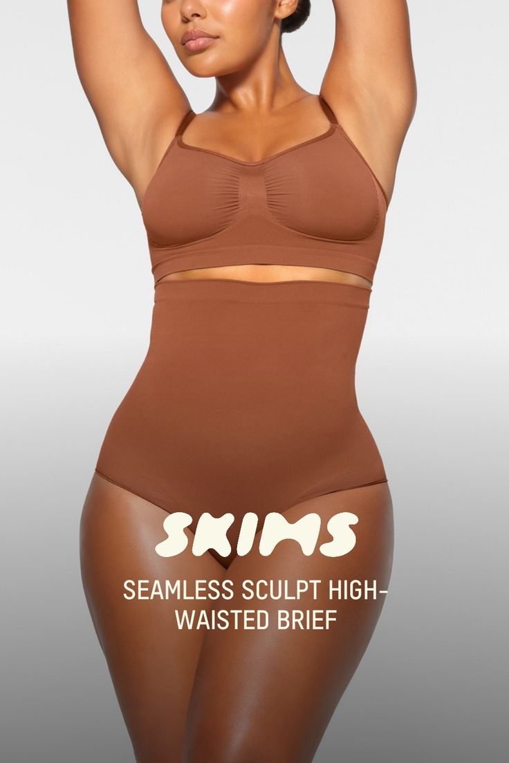 Shape your curves and feel supported in this stretchy shapewear high waisted brief with strong targeted compression at the tummy and waist, butt-shaping pockets, and a silicone interior underband that keeps it from rolling down. Hits right below the bust and features a wider crotch for added coverage and a cotton gusset. Fits true to size. | SKIMS High-Waisted Brief | Light Neutral | XL | Seamless Sculpt High Waisted Briefs, Black Xs, Black Media, Shapewear, Onyx, Lounge Wear, High Waisted, Black