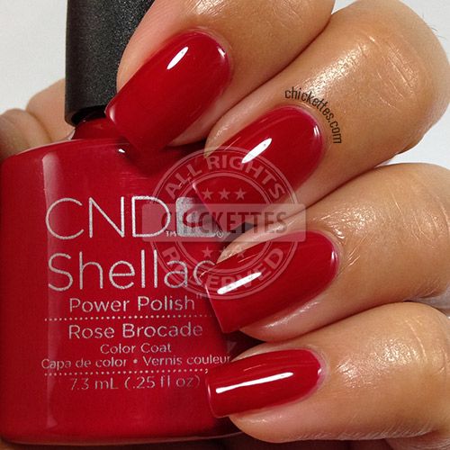 CND Shellac Modern Folklore Collection - Rose Brocade - swatch by Chickettes.com Red Shellac Nails, Cnd Shellac Colors, Shellac Nail Colors, Cnd Shellac Nails, Shellac Colors, Cnd Nails, Creative Nail Designs, Red Nail Polish, Gel Nail Colors