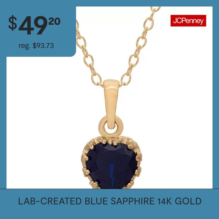 Metal: 14K yellow gold over sterling silverStones: Lab-created blue sapphiresClosure: Spring-ringPendant Size: 7x7mmFeatures: Quick ShipShape: HeartStone Cut: HeartMetal Color: YellowChain Length: 18 InchChain Construction: CableCare: Wipe CleanAuthenticity: Lab Created StoneBirthstone: September BirthstoneMetal: 14k Gold Over SilverNecklace Type: Pendant NecklacesCountry of Origin: Imported Sapphire Heart Pendant Jewelry For Anniversary, Formal Sapphire Heart Pendant Jewelry, Fine Jewelry Sapphire Heart Pendant, Sapphire Heart Pendant Birthstone Jewelry, Sapphire Heart Cut Birthstone Jewelry, Heart Cut Sapphire Jewelry Gift, Heart Cut Sapphire Birthstone Jewelry, Heart Cut Sapphire Jewelry For Gifts, Sapphire Heart Cut Gemstone Jewelry