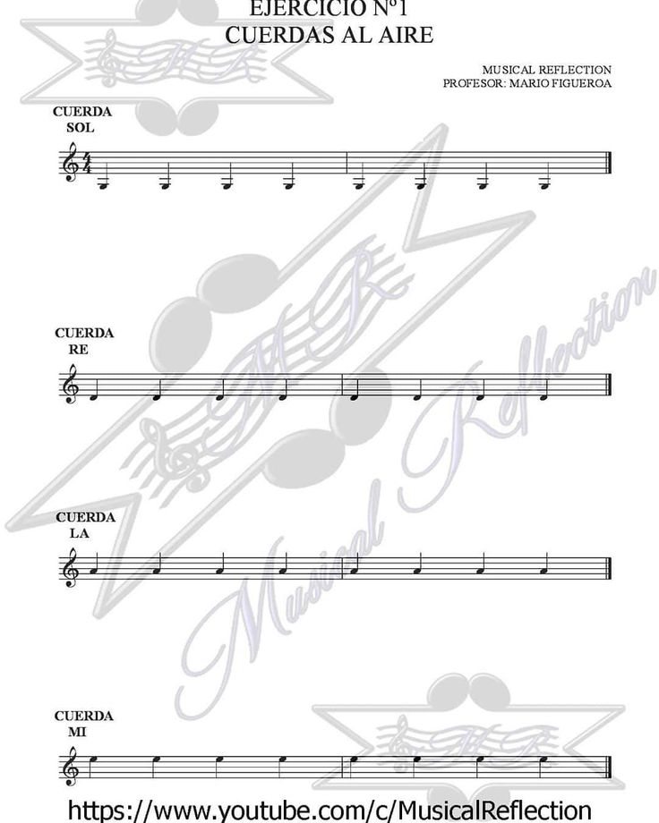 sheet music with the words elercion de cuedas al aire