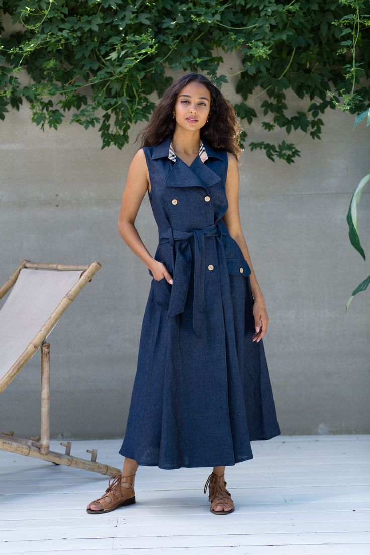 Explore more linen plain clothes https://etsy.me/31akCv3 Belted button down dress with pockets and belt crafted from 100% linen. Beautiful sleeveless sundress for vocation and days off. Tiered linen boho dress full length Description: Textile - 100%linen. Navy Length- 130 cm / 51 inch Buttons Pockets Belt Skater skirt Please feel free to ask any questions Available for any custom changes :) Welcome to the Artist's Space :) Click to see more bohemian clothing https://etsy.me/3fn9Oir Thank you for Summer Linen Belted Dress For Work, Chic Linen Shirt Dress For Summer, Chic Linen Belted Midi Dress, Belted Linen Midi Dress For Day Out, Casual Belted Dress With Buttons For Summer, Casual Summer Belted Dress With Buttons, Linen Midi Dress With Tie Waist For Vacation, Vacation Linen Midi Dress With Tie Waist, Sleeveless Summer Shirt Dress With Pockets