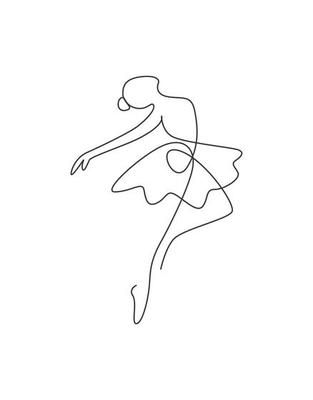 continuous line drawing of a ballerina dancing