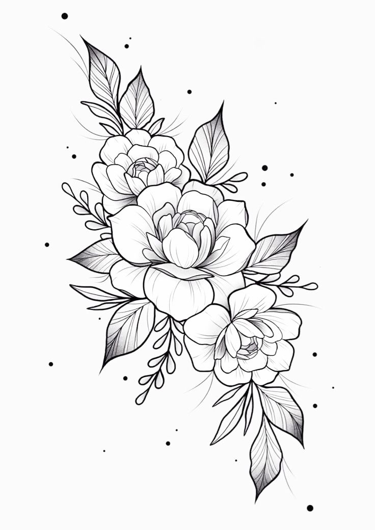 a black and white flower tattoo design