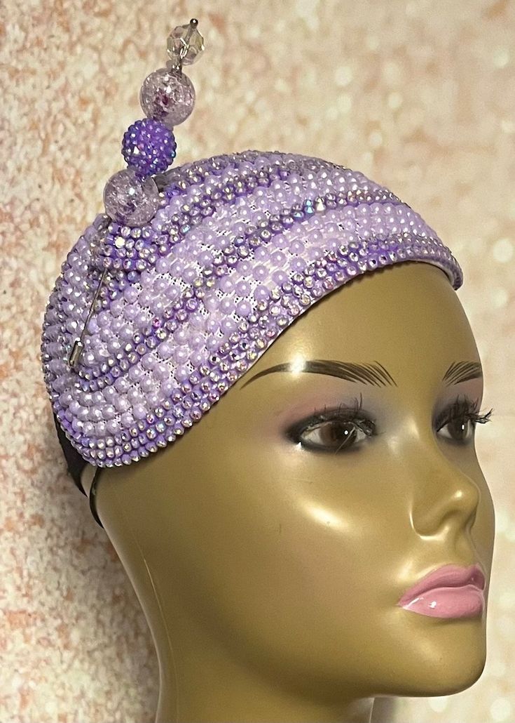 Lavender Beaded Hat for Church, Wedding, Mother of the Bride, Head Covering, Tea Parties and Other Special Occasions - Etsy Handmade Purple Party Hat, Adjustable Crown Costume Hat For Wedding, Adjustable Crown Wedding Costume Headpiece, Adjustable Crown Wedding Headpiece, Elegant Purple Headpieces As Gift, Handmade Crown Costume Hat For Weddings, Handmade Wedding Crown Costume Hat, Adjustable Lavender Headpiece For Wedding, Handmade Tall Crown Costume Hat For Weddings