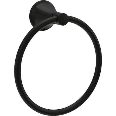 a black towel ring on a white background