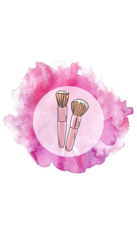 two brushes are in the middle of a pink circle with watercolor stains on it