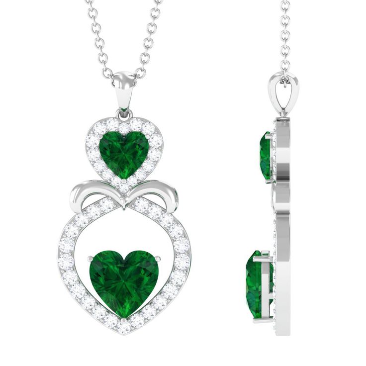 Product Details The Heart-Shaped Created Emerald Pendant makes for an ideal gift to express love. This exquisite piece features a heart-shaped created emerald set within an open gold heart-shaped frame, beautifully accented with diamonds. This captivating jewelry item is perfect for gifting or wearing during special occasions. Product Information SKU SHP-PENDANT062210015 Weight 2.64 gm (Approximate) LAB CREATED EMERALD INFORMATION No.of Stones 3 Pieces Total Weight 2.78 Carat (Approximate) Dimen Emerald Set, Heart Shaped Frame, Express Love, Infinity Pendant, Lab Created Emerald, Infinity Heart, Emerald Pendant, Emerald Necklace, Gold Heart