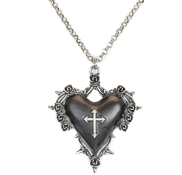 Black Rose Secred Heart Cross Thrones Steampunk Necklace Pendant Punk Gothic Punk Heart Charm Necklace For Valentine's Day, Punk Style Heart Charm Necklace For Valentine's Day, Punk Style Heart Necklace For Valentine's Day, Punk Heart Necklace As A Gift, Punk Metal Heart Necklace For Valentine's Day, Punk Style Metal Heart Necklace For Valentine's Day, Gothic Metal Heart Necklace, Gothic Heart Pendant Necklace, Gothic Metal Heart Necklace For Valentine's Day