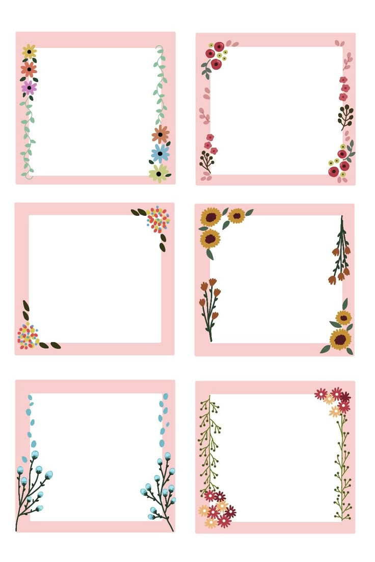 four different frames with flowers on them