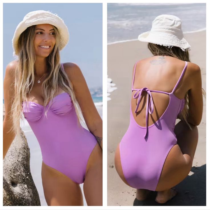 Cupshe Romantic Garden Ruched Underwire One Piece Swimsuit Open Back Size Medium New With Tags! Please See All Photos. Approx. Measurements Laying Flat: 15.5”- Pit To Pit *Thank You For Stopping By! *Fast Shipping! S Chic Spring Bodysuit For Sunbathing, Chic Bodysuit For Spring Sunbathing, Purple One-piece Swimwear For Poolside, Backless Ruched Swimwear For Beach, Summer One-piece Ruched Swimwear, Purple One-piece Summer Bodysuit, Stretch Purple Bodysuit For Summer, Purple Summer One-piece Bodysuit, Spring Beach Bodysuit In Solid Color