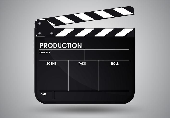 a movie clapper with the word production written on it's side and an arrow pointing