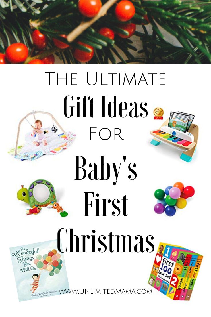 the ultimate gift ideas for baby's first christmas, including toys and gifts to give