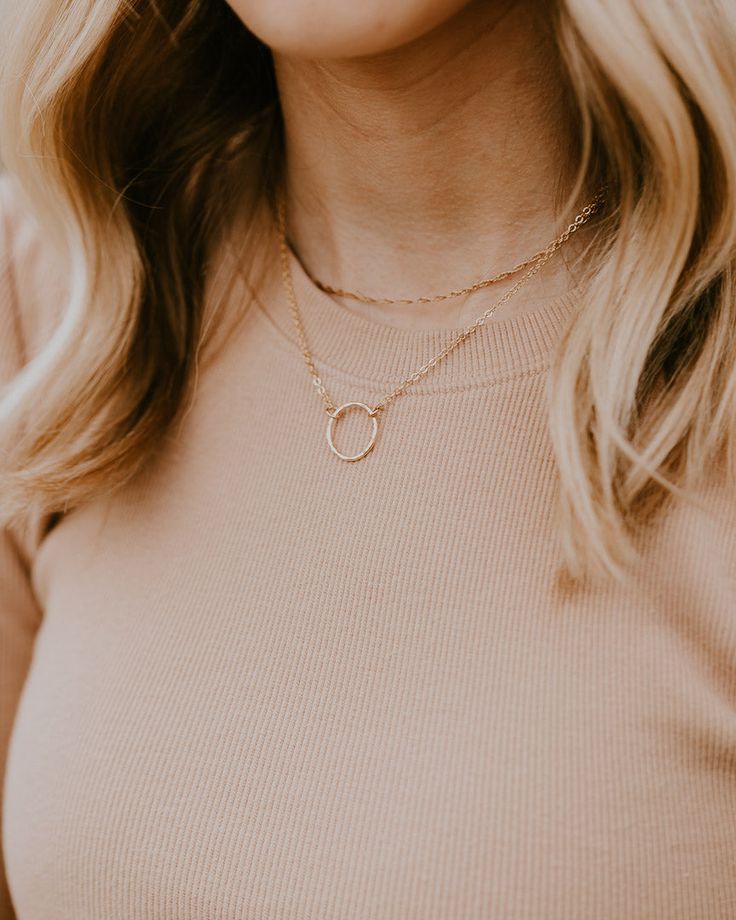 Open Circle Necklace Perfect for wearing alone or stacking with our other Every Day Collective Co. necklaces and single chains. Available in both 14k Gold Fill and Sterling Silver. To find your perfect length, we suggest using a piece of string that hangs naturally like a necklace and a ruler to determine your desired size. Dainty Double Chain Everyday Jewelry, Minimalist 14k Gold Double Chain Jewelry, Simple 14k Gold Necklace With Adjustable Chain, Minimalist 14k Gold Filled Charm Necklace For Layering, Simple Everyday Paperclip Chain Jewelry, Layering Jewelry With Cable Chain, Everyday Charm Necklace With Round Pendant And Delicate Chain, 14k Gold-filled Cable Chain Necklace For Layering, Minimalist Rose Gold Double Chain Necklace