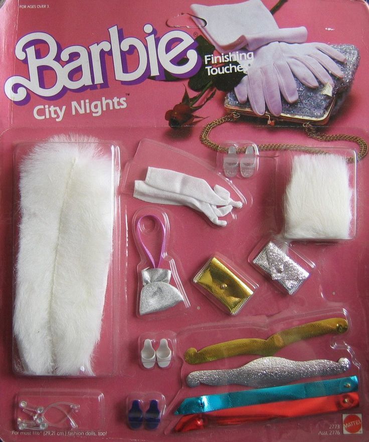 the barbie doll is set up to look like it has clothes, gloves and accessories