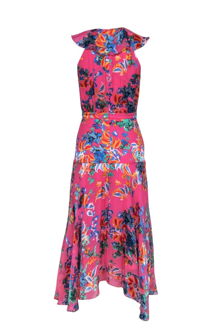 To say this bright and bold Saloni frock has some serious flower power is an understatement! Created in a flowy maxi silhouette with a soft satin textured floral print, this ruffled beauty is here to help you stand out at all your warm weather festivities! From brunch parties to bridal showers and beyond, pair this silky stunner with woven wedges and a colorful clutch and you'll be looking fab and fresh wherever you go! Size 2 Shell: 42% Silk, 58% Rayon Lining: 100% Polyester Concealed back zipp Brunch Parties, Colorful Clutch, Brunch Party, Bridal Showers, Warm Weather, Flower Power, Bridal Shower, Floral Print, Size 2